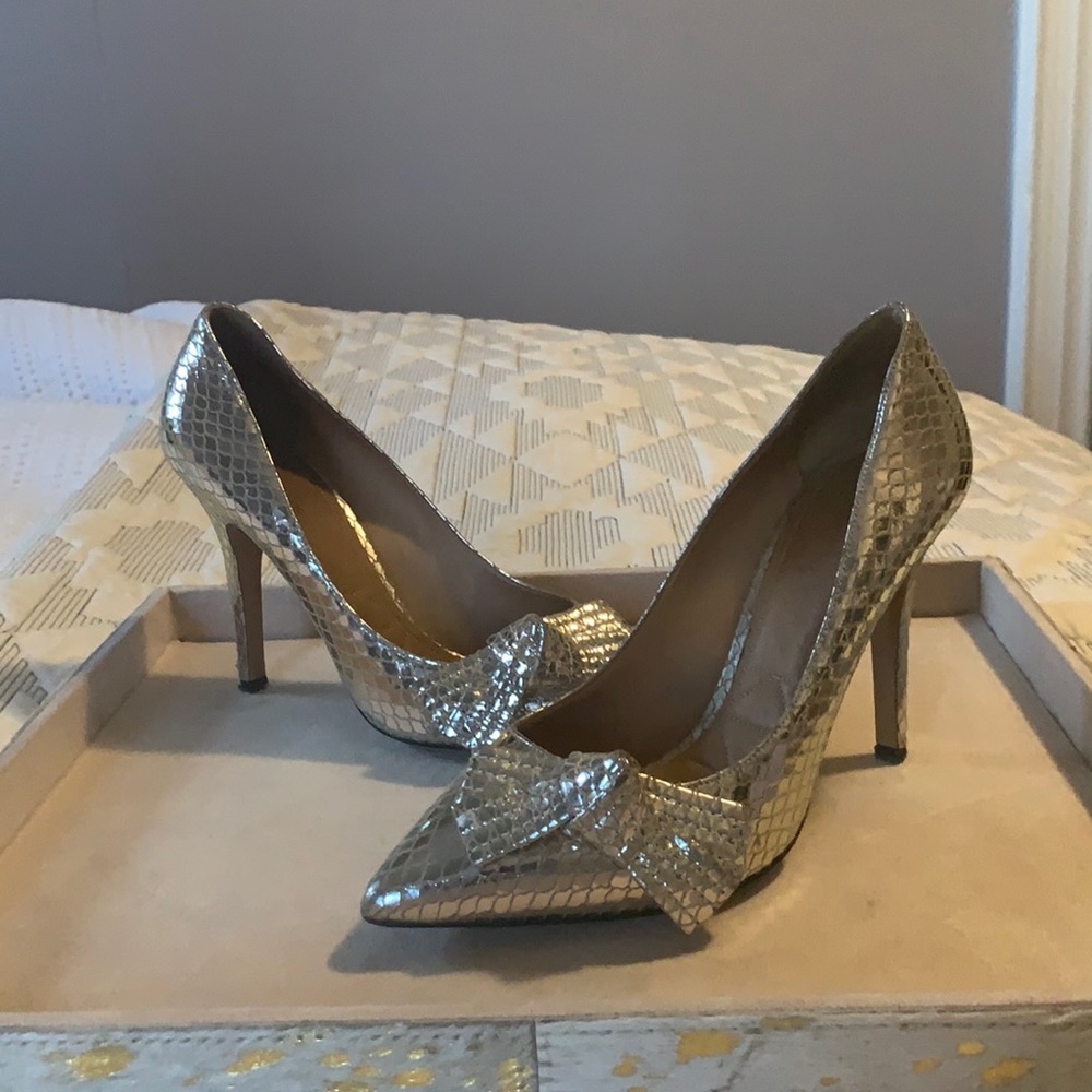 Isabel Marant Gold Embossed Pointed Pumps